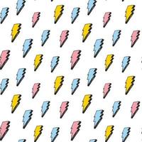 Lightning seamless pattern vector illustration. Hand drawn sketched doodle lightning symbols