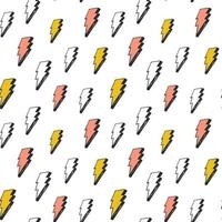 Lightning seamless pattern vector illustration. Hand drawn sketched doodle lightning symbols