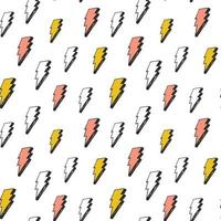 Lightning seamless pattern vector illustration. Hand drawn sketched doodle lightning symbols