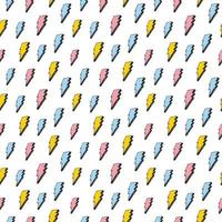 Lightning seamless pattern vector illustration. Hand drawn sketched doodle lightning symbols