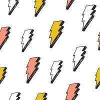 Lightning seamless pattern vector illustration. Hand drawn sketched doodle lightning symbols