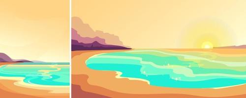 playa al atardecer. paisaje en orientación vertical. vector