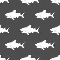 Shark seamless pattern, Hand drawn sketched doodle shark, vector illustration