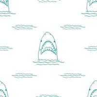 Shark seamless pattern, Hand drawn sketched doodle shark, vector illustration