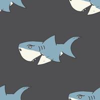 Shark seamless pattern, Hand drawn sketched doodle shark, vector illustration