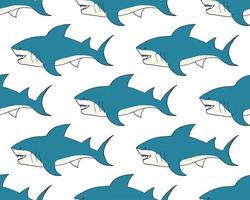 Shark seamless pattern, Hand drawn sketched doodle shark, vector illustration