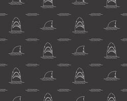 Shark seamless pattern, Hand drawn sketched doodle shark, vector illustration