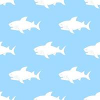 Shark seamless pattern, Hand drawn sketched doodle shark, vector illustration