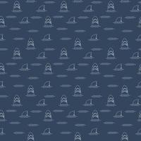 Shark seamless pattern, Hand drawn sketched doodle shark, vector illustration