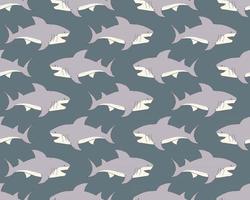 Shark seamless pattern, Hand drawn sketched doodle shark, vector illustration