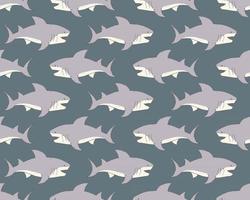 Shark seamless pattern, Hand drawn sketched doodle shark, vector illustration