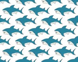 Shark seamless pattern, Hand drawn sketched doodle shark, vector illustration