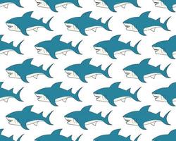 Shark seamless pattern, Hand drawn sketched doodle shark, vector illustration