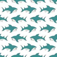 Shark seamless pattern, Hand drawn sketched doodle shark, vector illustration