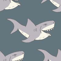 Shark seamless pattern, Hand drawn sketched doodle shark, vector illustration