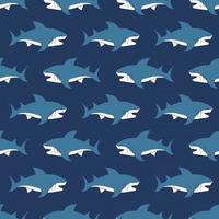 Shark seamless pattern, Hand drawn sketched doodle shark, vector illustration