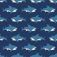 Shark seamless pattern, Hand drawn sketched doodle shark, vector illustration