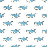 Shark seamless pattern, Hand drawn sketched doodle shark, vector illustration