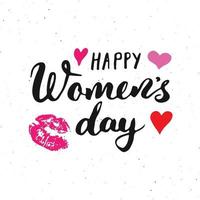 Happy Women's Day Hand letterings set. Holiday grunge textured retro design greeting cards vector illustration