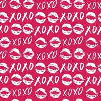 XOXO brush lettering signs seamless pattern, Grunge calligraphic hugs and kisses Phrase, Internet slang abbreviation XOXO symbols, vector illustration isolated on white background