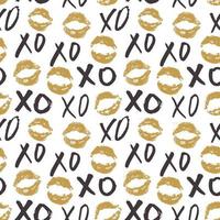 XOXO brush lettering signs seamless pattern, Grunge calligraphic hugs and kisses Phrase, Internet slang abbreviation XOXO symbols, vector illustration isolated on white background