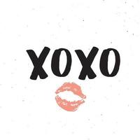 XOXO brush lettering sign, Grunge calligraphic hugs and kisses Phrase, Internet slang abbreviation XOXO symbols, vector illustration