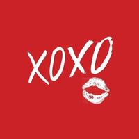 XOXO brush lettering sign, Grunge calligraphic hugs and kisses Phrase, Internet slang abbreviation XOXO symbols, vector illustration