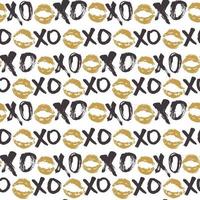 XOXO brush lettering signs seamless pattern, Grunge calligraphic hugs and kisses Phrase, Internet slang abbreviation XOXO symbols, vector illustration isolated on white background