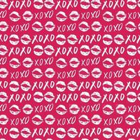 XOXO brush lettering signs seamless pattern, Grunge calligraphic hugs and kisses Phrase, Internet slang abbreviation XOXO symbols, vector illustration isolated on white background