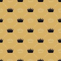 Crown Seamless Pattern, hand drawn royal doodles background, Vector Illustration