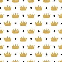 Crown Seamless Pattern, hand drawn royal doodles background, Vector Illustration