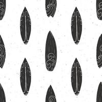 Surf boards seamless pattern hand drawn sketch background, typography design vector illustration