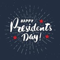 feliz día del presidente vintage usa tarjeta de felicitación, celebración de los estados unidos de américa. letras de la mano, ilustración de vector de diseño retro con textura grunge de vacaciones americanas.