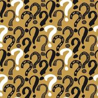 Questions marks seamless pattern. Hand drawn sketched doodle signs, grunge textured retro background. Vintage typography design print, vector illustration