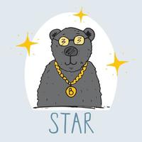 Boceto dibujado a mano lindo oso, diseño de impresión de camiseta para niños ilustración vectorial vector