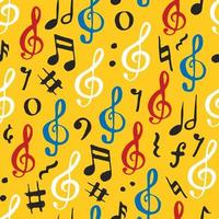 Music note seamless pattern vector illustration. Hand drawn sketched doodle music notes symbols