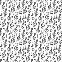 Music note seamless pattern vector illustration. Hand drawn sketched doodle music notes symbols