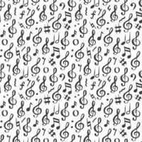 Music note seamless pattern vector illustration. Hand drawn sketched doodle music notes symbols