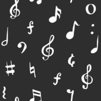 Music note seamless pattern vector illustration. Hand drawn sketched doodle music notes symbols