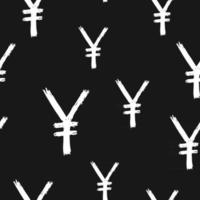 Yen sign icon brush lettering seamless pattern, Grunge calligraphic symbols background, vector illustration
