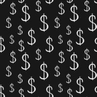 Dollar sign icon brush lettering seamless pattern, Grunge calligraphic symbols background, vector illustration