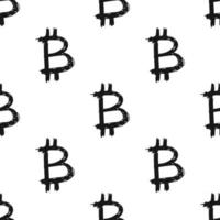 Bitcoin sign icon brush lettering seamless pattern, Grunge calligraphic symbols background, vector illustration