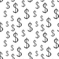 Dollar sign icon brush lettering seamless pattern, Grunge calligraphic symbols background, vector illustration