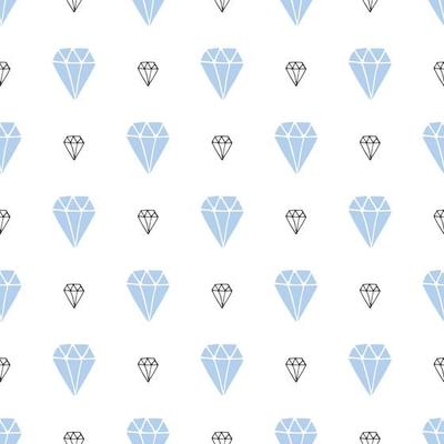 Diamond seamless pattern vector illustration. Hand drawn sketched doodle diamond symbols background