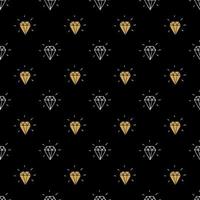 Diamond seamless pattern vector illustration. Hand drawn sketched doodle diamond symbols background