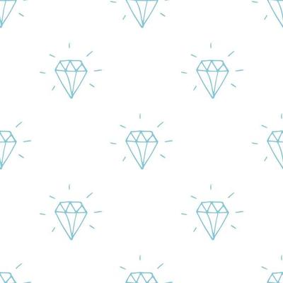 Diamond seamless pattern vector illustration. Hand drawn sketched doodle diamond symbols background