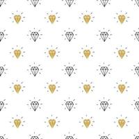 Diamond seamless pattern vector illustration. Hand drawn sketched doodle diamond symbols background