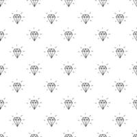 Diamond seamless pattern vector illustration. Hand drawn sketched doodle diamond symbols background