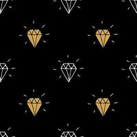 Diamond seamless pattern vector illustration. Hand drawn sketched doodle diamond symbols background