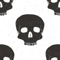 Skull seamless pattern, hand drawn sketch vector illustration